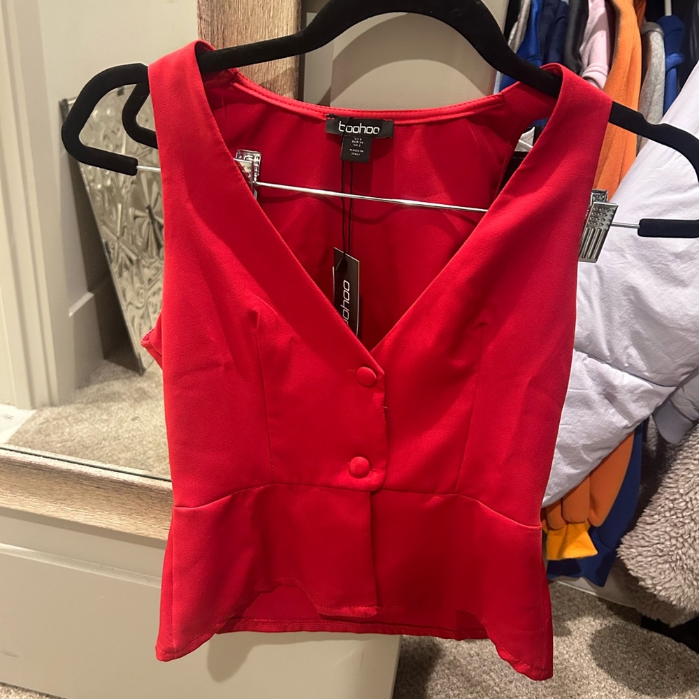Cute boohoo red vest top